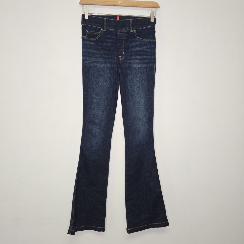 Spanx Women's Midnight Shade High Rise Flare Jeans Size S Tall Denim Stretch